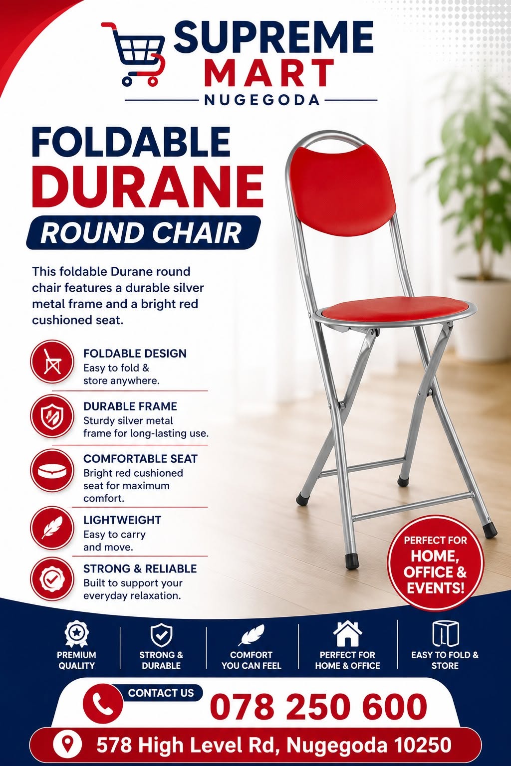 Foldable Durane Round Chair